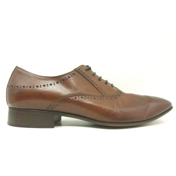 Minelli Italy Brown Leather Lace Up Dress Oxfords Shoes Men\'s 43 / 9 - 9.5 Cognac Brown  main image 4